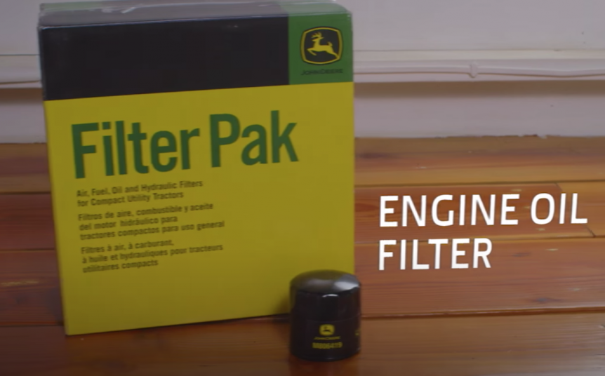 You need new engine oil and oil filter for your John Deere Compact Tractor
