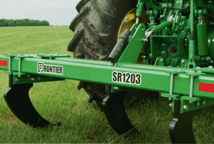 Eliminating soil compaction using a Frontier 3-Shank Ripper.