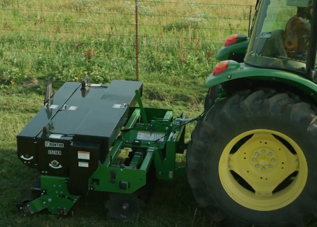 Restoring a pasture using a Frontier Overseeder.