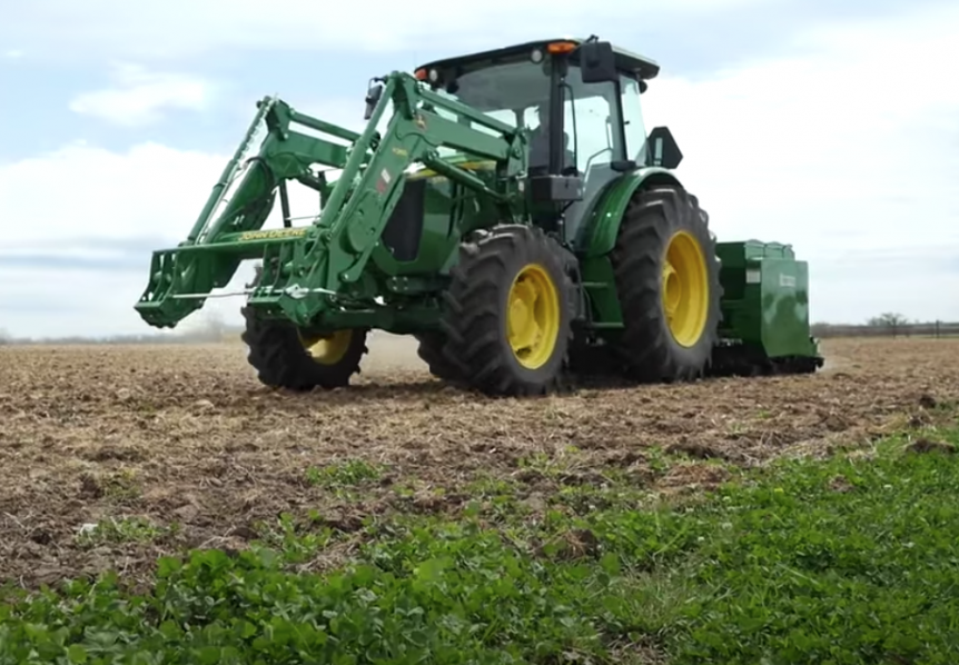 Renovating a pasture using a Frontier Conservation Seeder.