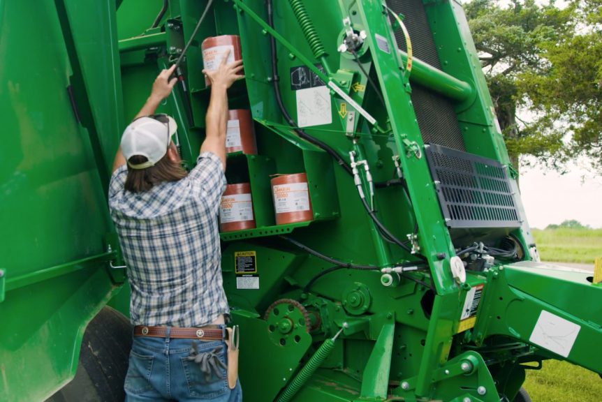 Today we'll show you how to load baler twine in a John Deere 460M Round Baler using polypropylene twine.
