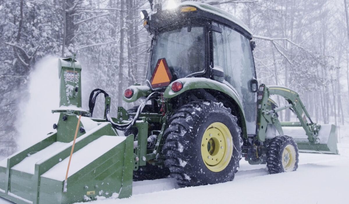 Frontier SB1164P pull type snowblower attaches to your 3-point hitch, but you operate it by driving forward.